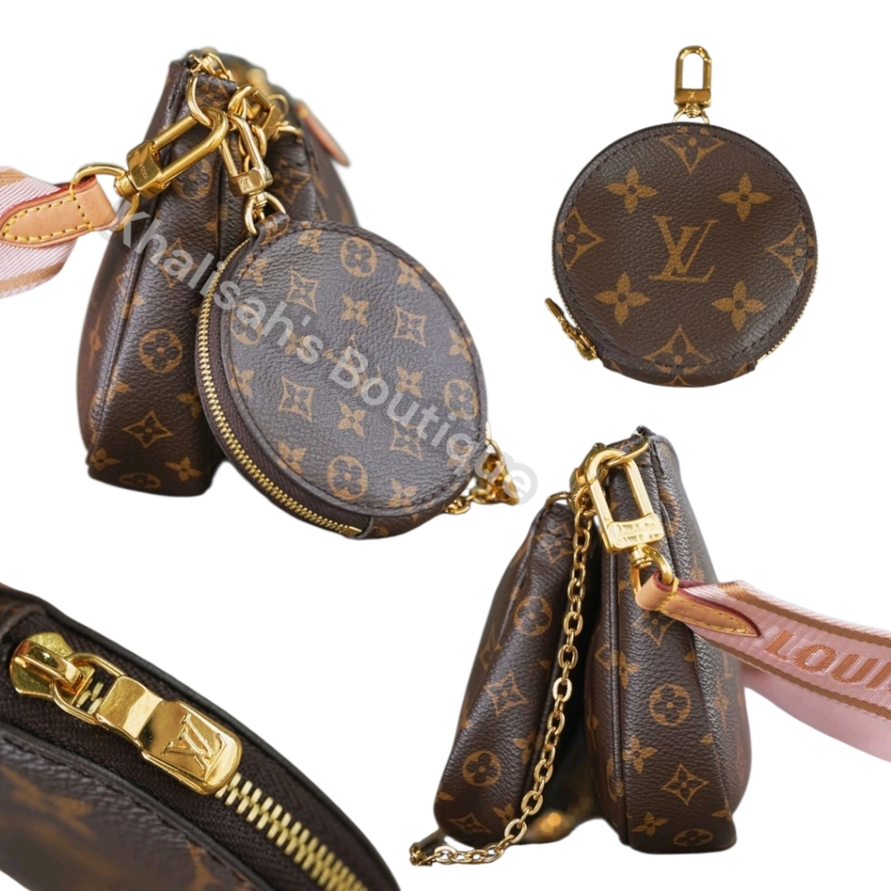 Authenticated LV Louis Vuitton Multi Pochette Accessoires PINK Monogram - Picture 11 of 16